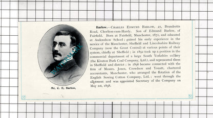 Charles Edmund Barlow / Sir Edward Leader Williams Altrincham - c.1900 Cutting