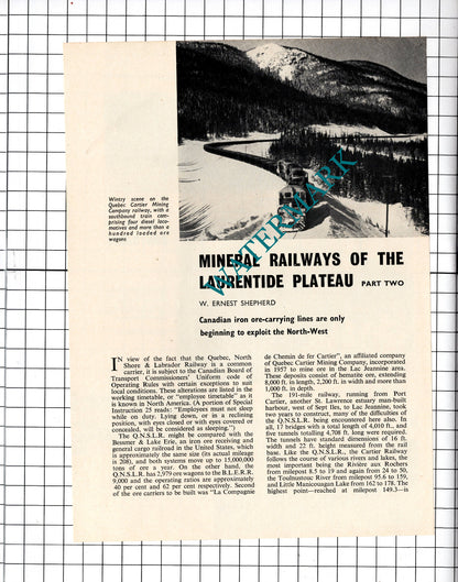 Quebec North Shore & Labrador Railway - 1968 Two-Part Article