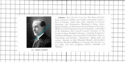 Rev Thomas Colligan Felixstowe Suffolk /Rev Spencer Cubitt Fritton 1911 Clipping