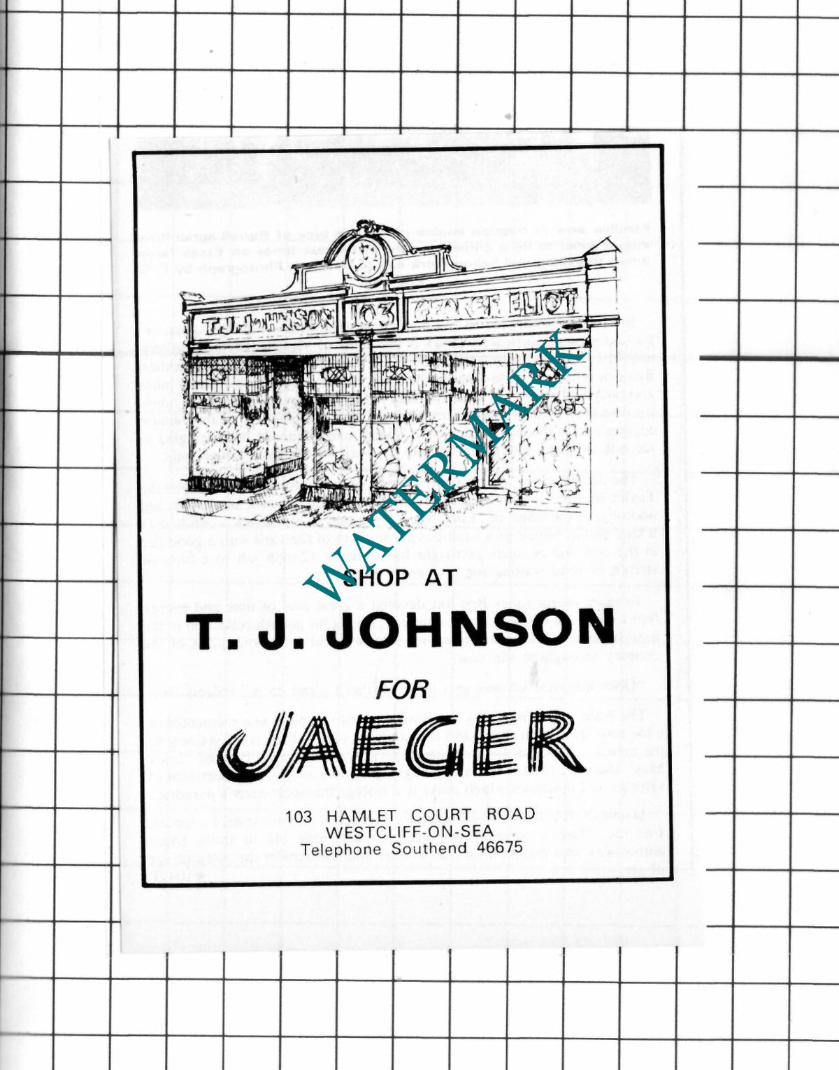 T J Johnson Westcliff-on-Sea Essex Shop Advert - 1975 Clipping