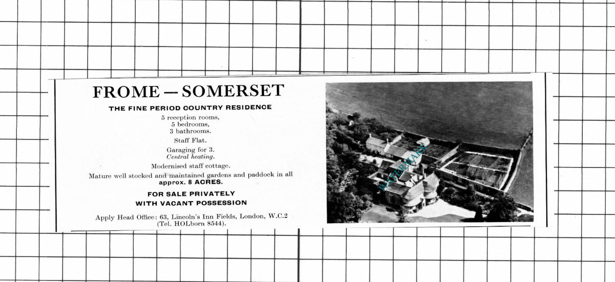 Frome Somerset House Sale Advert  - 1967 Cutting