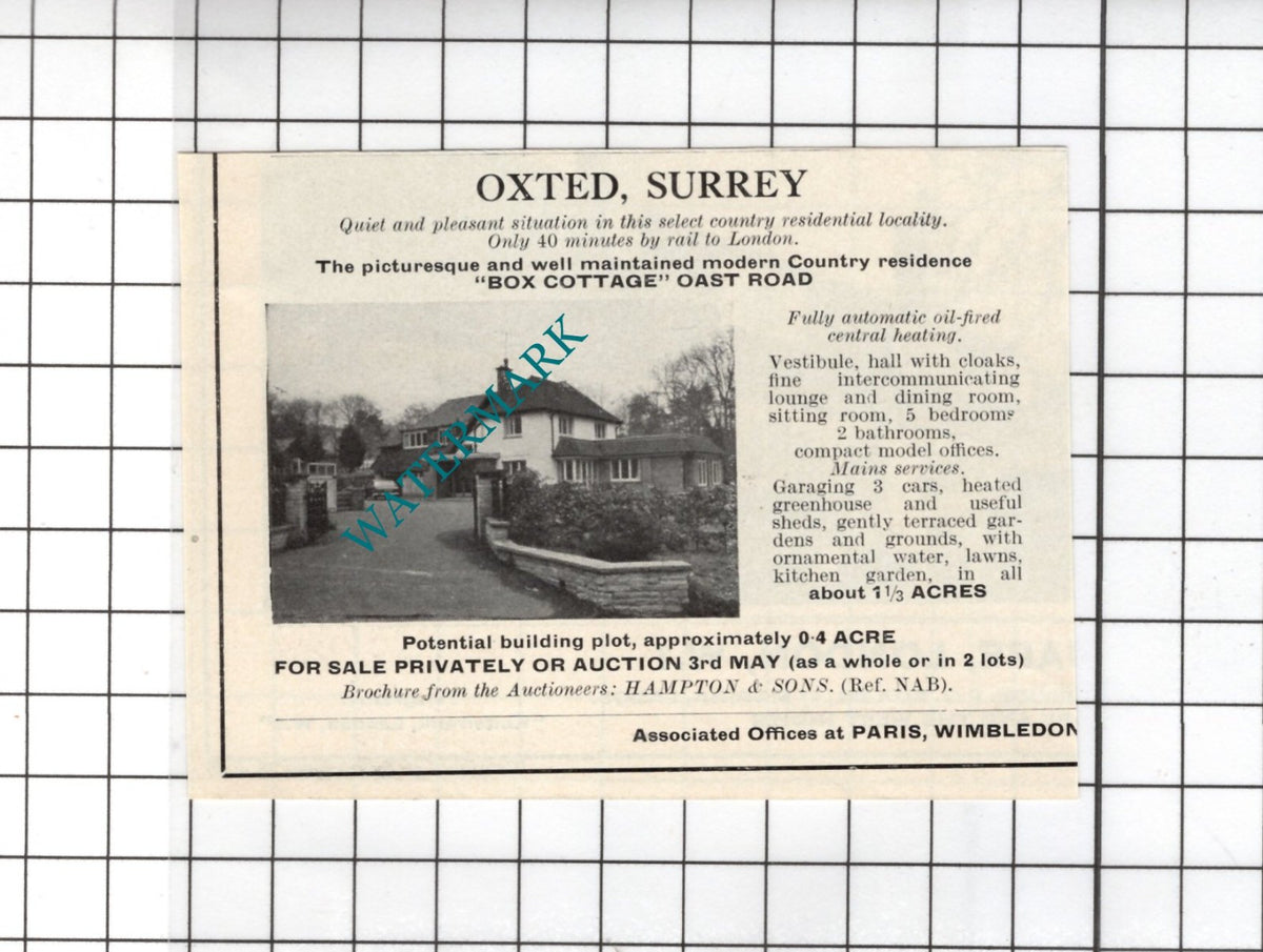 Box Cottage Oast Road Oxted Surrey SMALL House Sale Advert - 1967