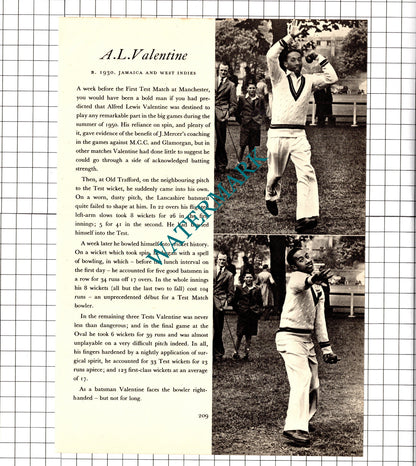 K T Ramadhin Cricketer / Alfred Valentine Cricket - 1952 Book Print