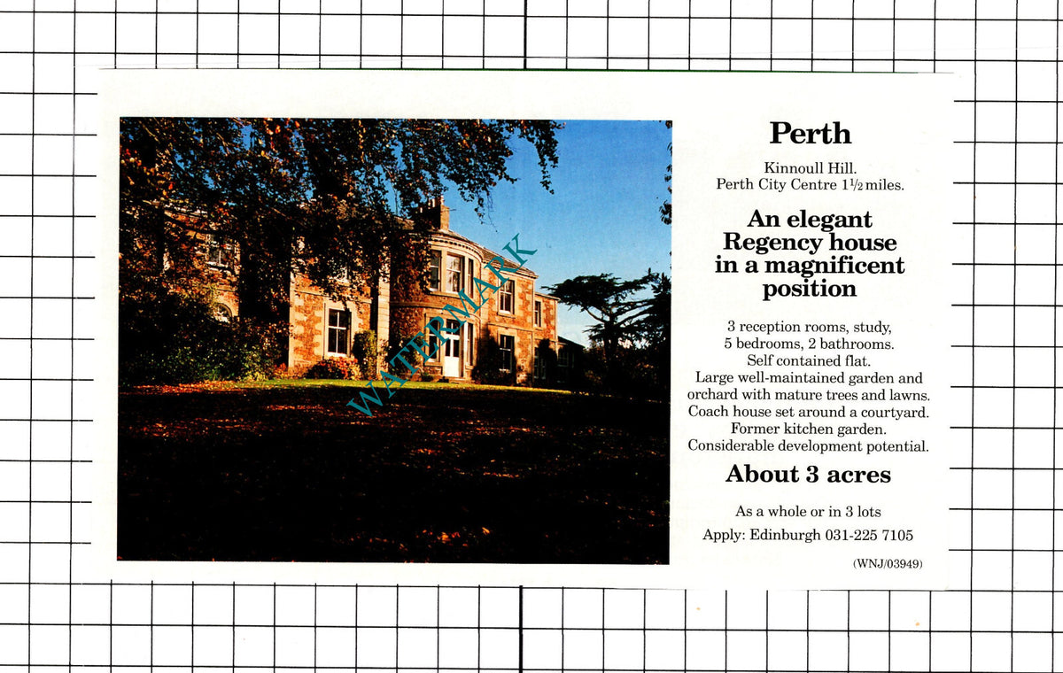 Kinnoull Hill Perth Scotland House Sale Advert - 1991 Clipping / Print