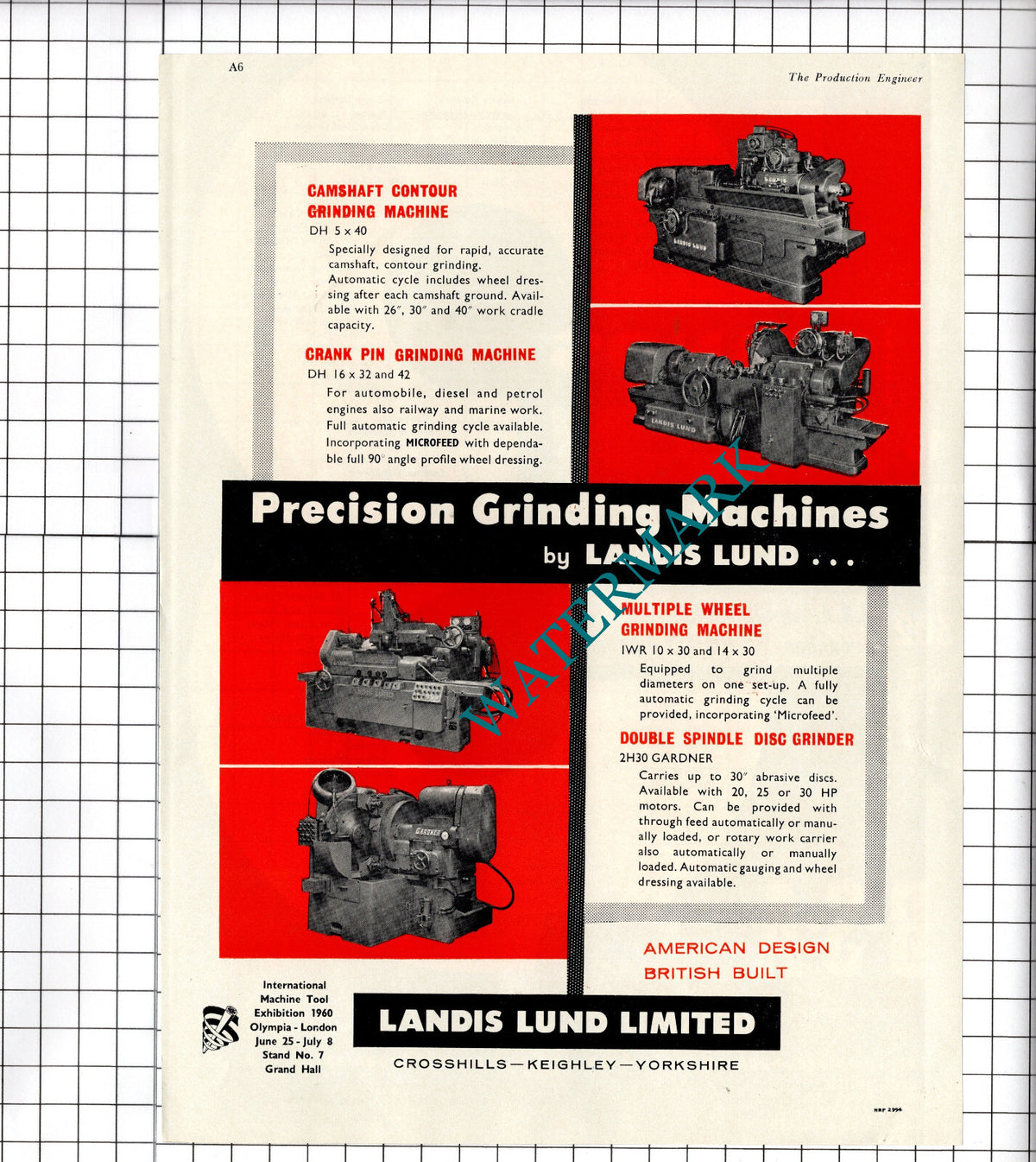 Landis Lund Ltd Crosshills Keighley Yorkshire - 1960 Advert