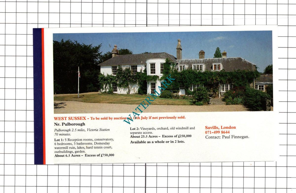 Pulborough West Sussex House Sale Advert -   1991 Clipping