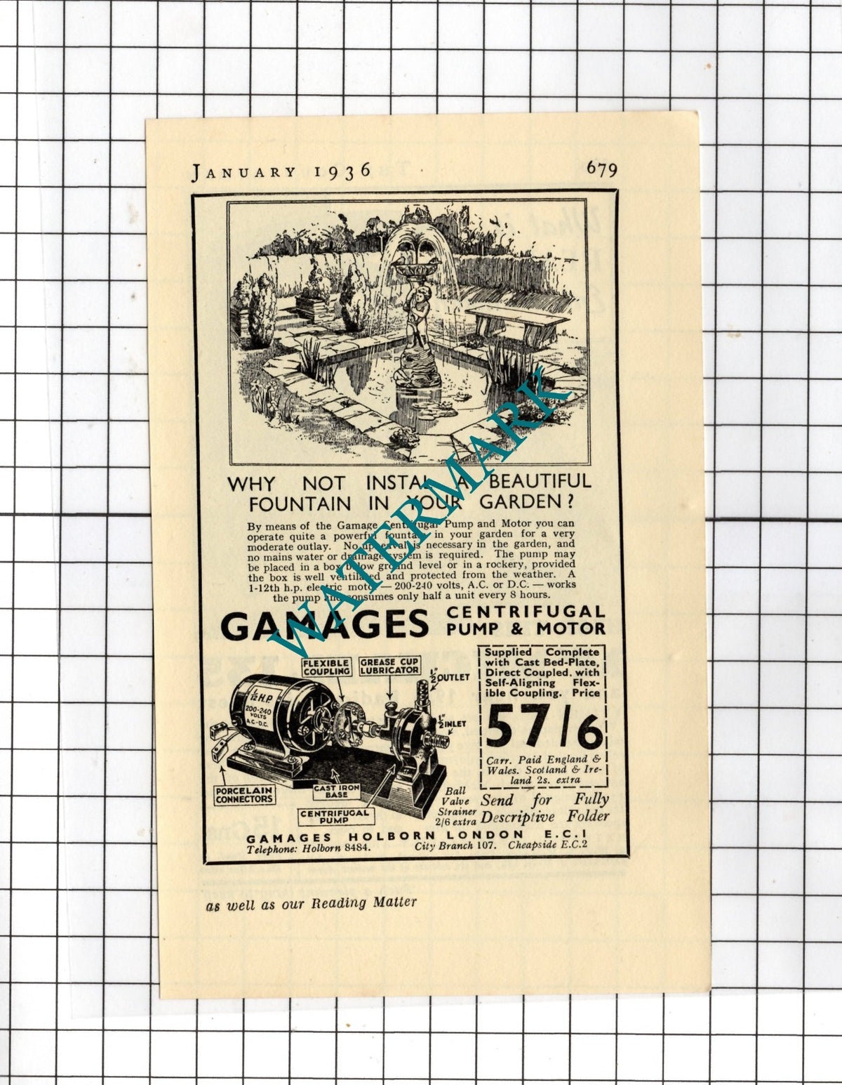McMichael 135 Radio Advert / Gamages Holborn London - 1936 Small Advert