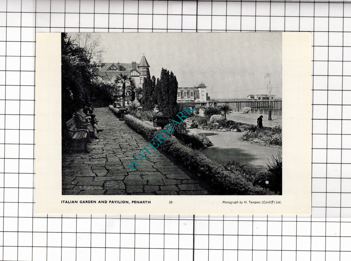 Italian Garden Penarth / Maindy Stadium Cardiff Wales - 1958 Small Cutting
