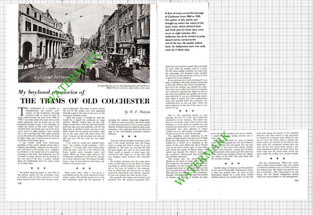 Colchester Essex Trams HF Hutton - 1965 2-Part Cutting