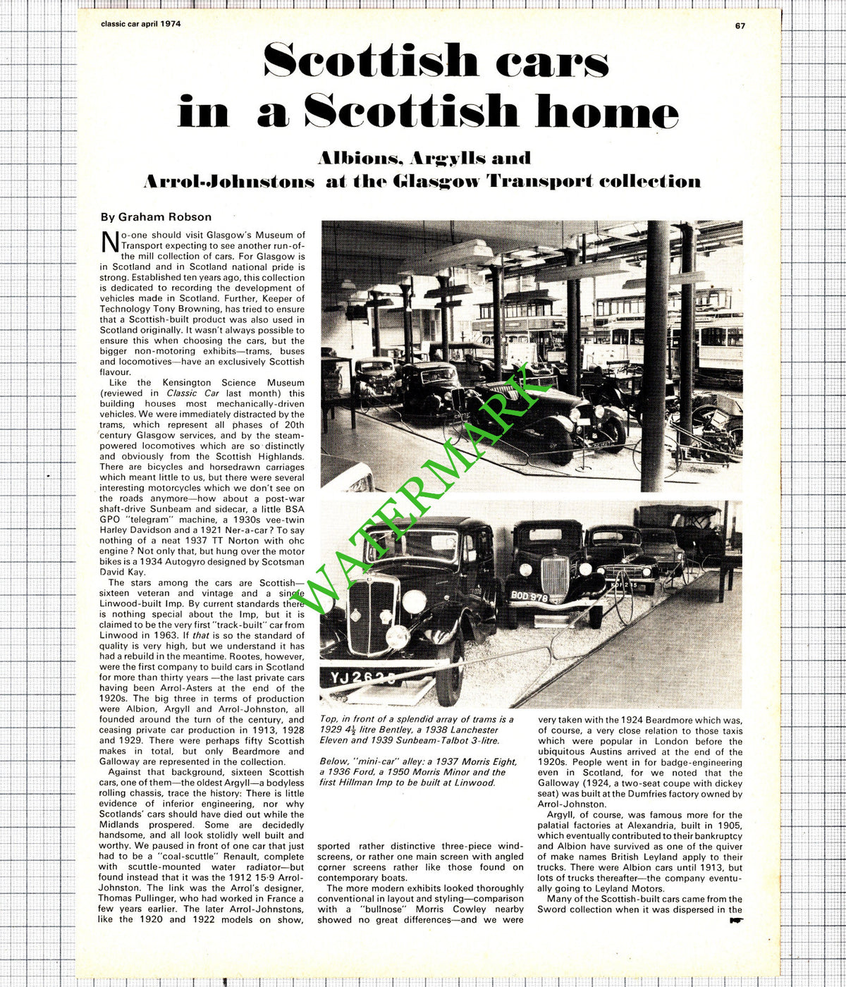 Museum Of Transport Glasgow  Tony Browning - 1974 Article