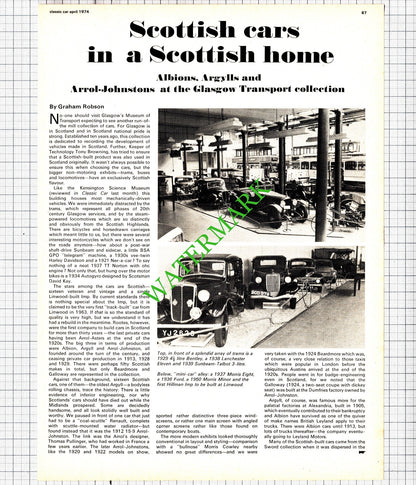 Museum Of Transport Glasgow  Tony Browning - 1974 Article