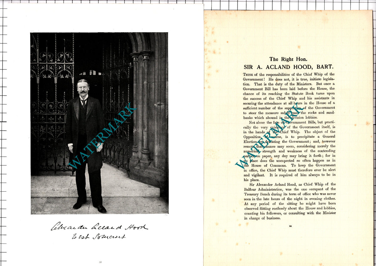 Sir Alexander Acland Hood - c.1904 Article / Print