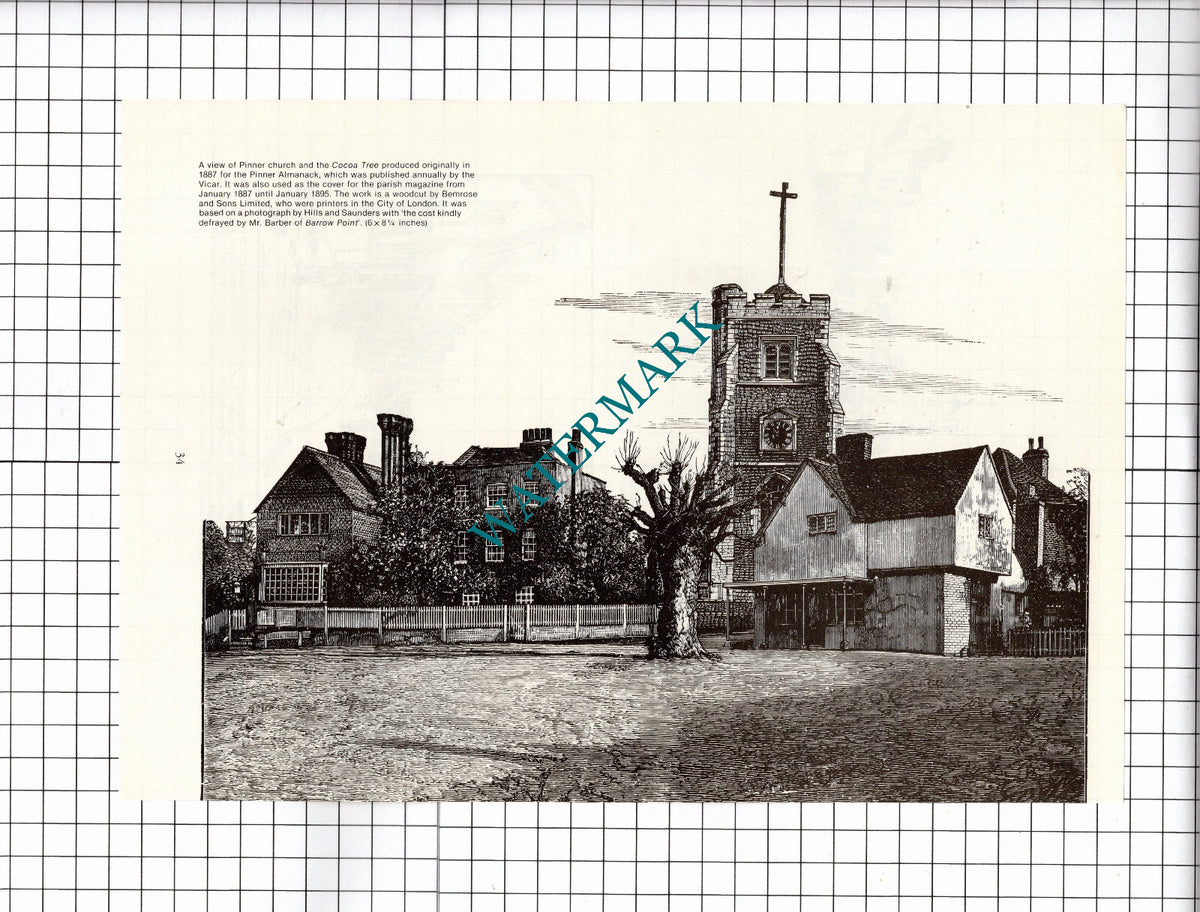 Pinner Middlesex Church - 1980's Clipping / Illustration