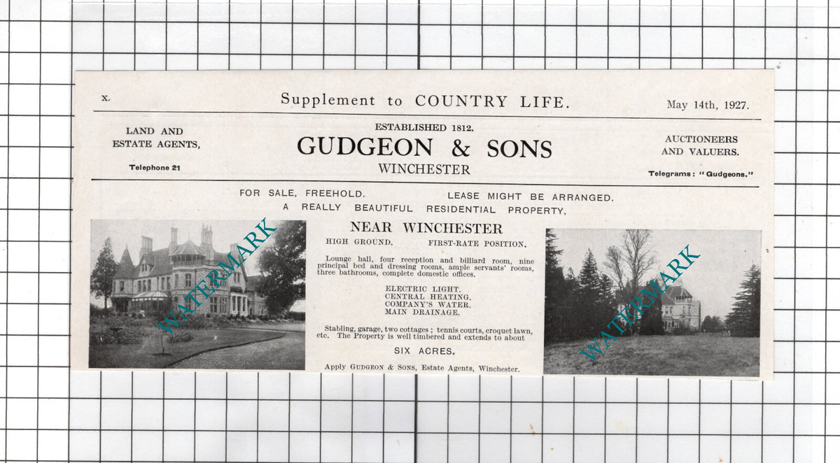 Winchester Hampshire - 1927   House Sale Advert