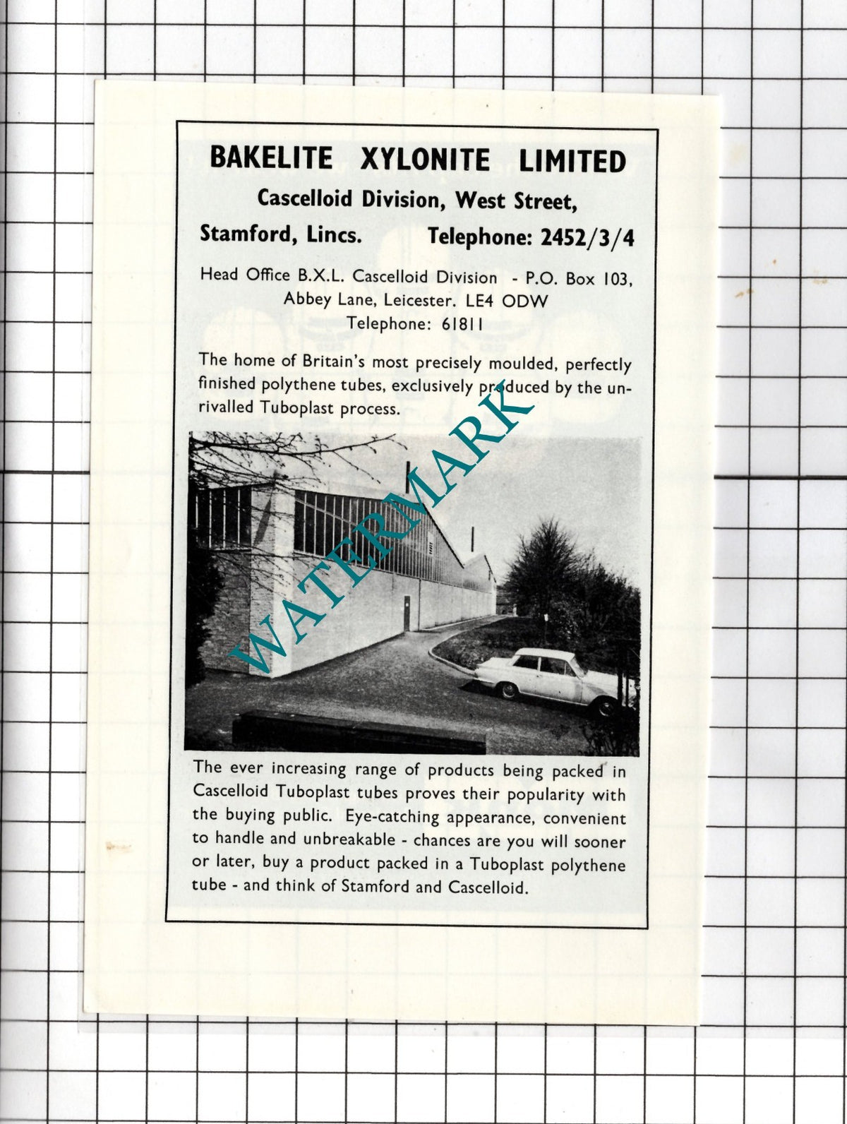 Bakelite Xylonite Ltd Stamford Lincolnshire / A Monk & Co Warrington 1974 Advert