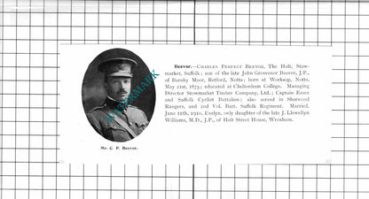 William Henry Bayfield Great Yarmouth / Charles Beevor Stowmarket  1911 Clipping