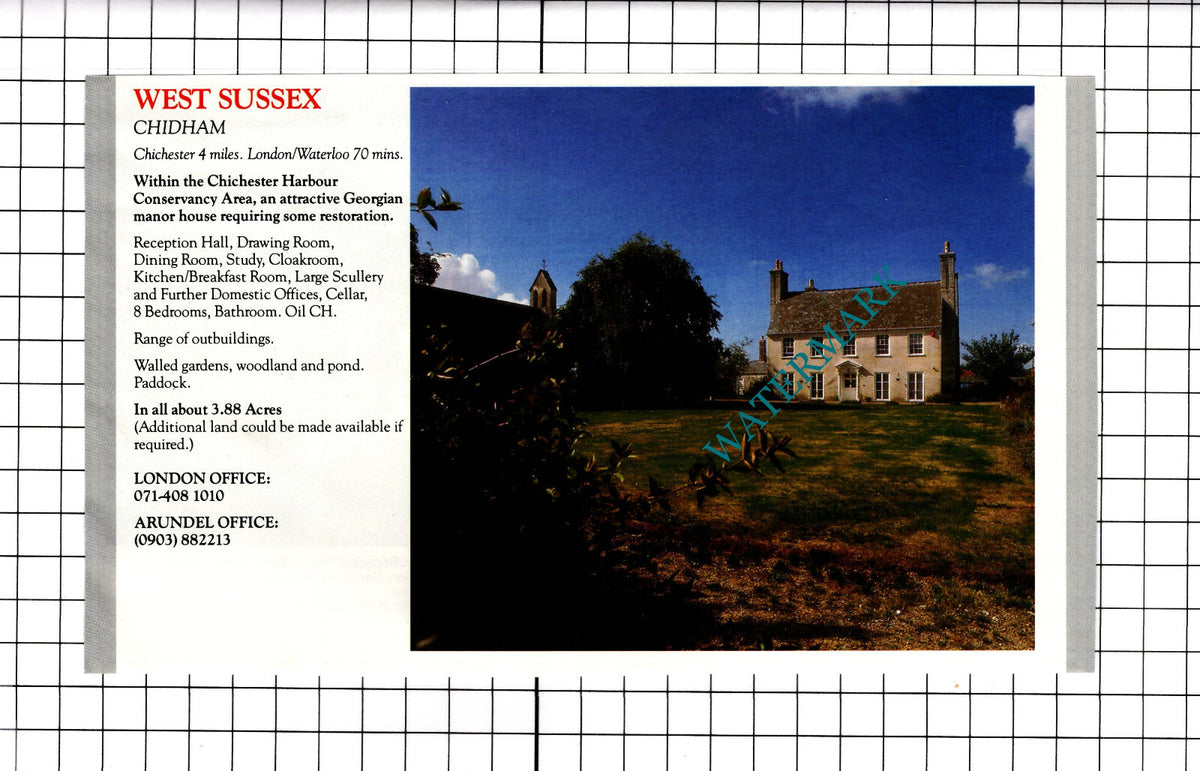 Seend Wiltshire / Chidham West Sussex House Sale Advert - 1991 Clipping