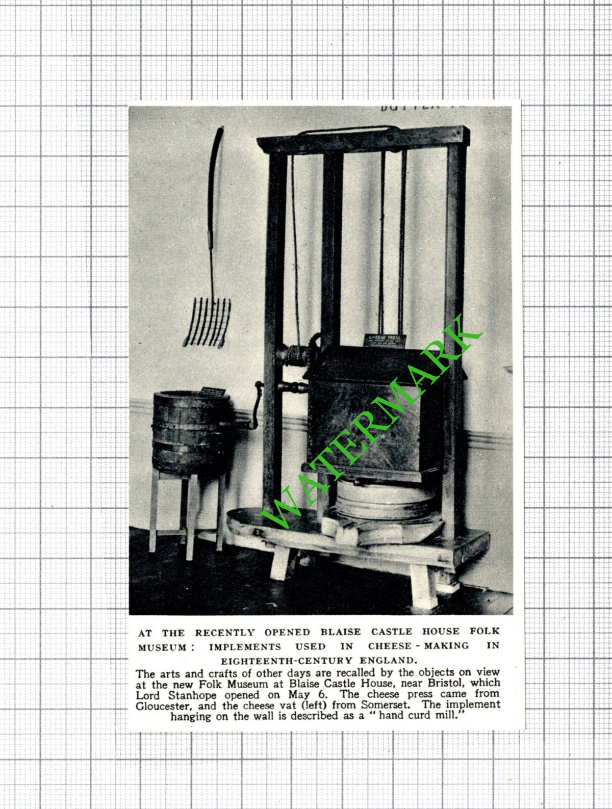 Blaise Castle House Folk Museum Bristol - 1949 Small Cutting