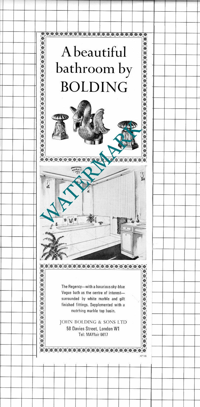 John Bolding & Sons Ltd London Bathrooms ADVERT - 1967 Clipping / Print