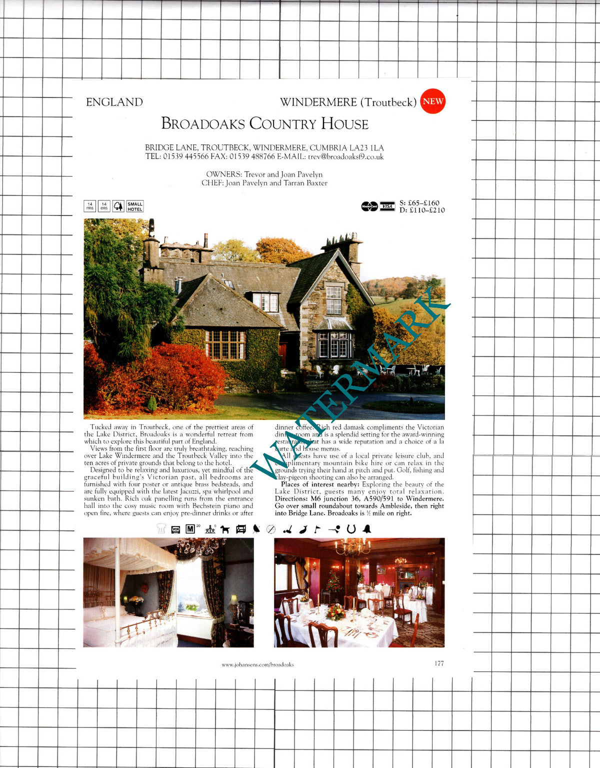 Broadoaks Troutbeck Cumbria / Fayrer Garden House Hotel Bowness  -  2001 Advert