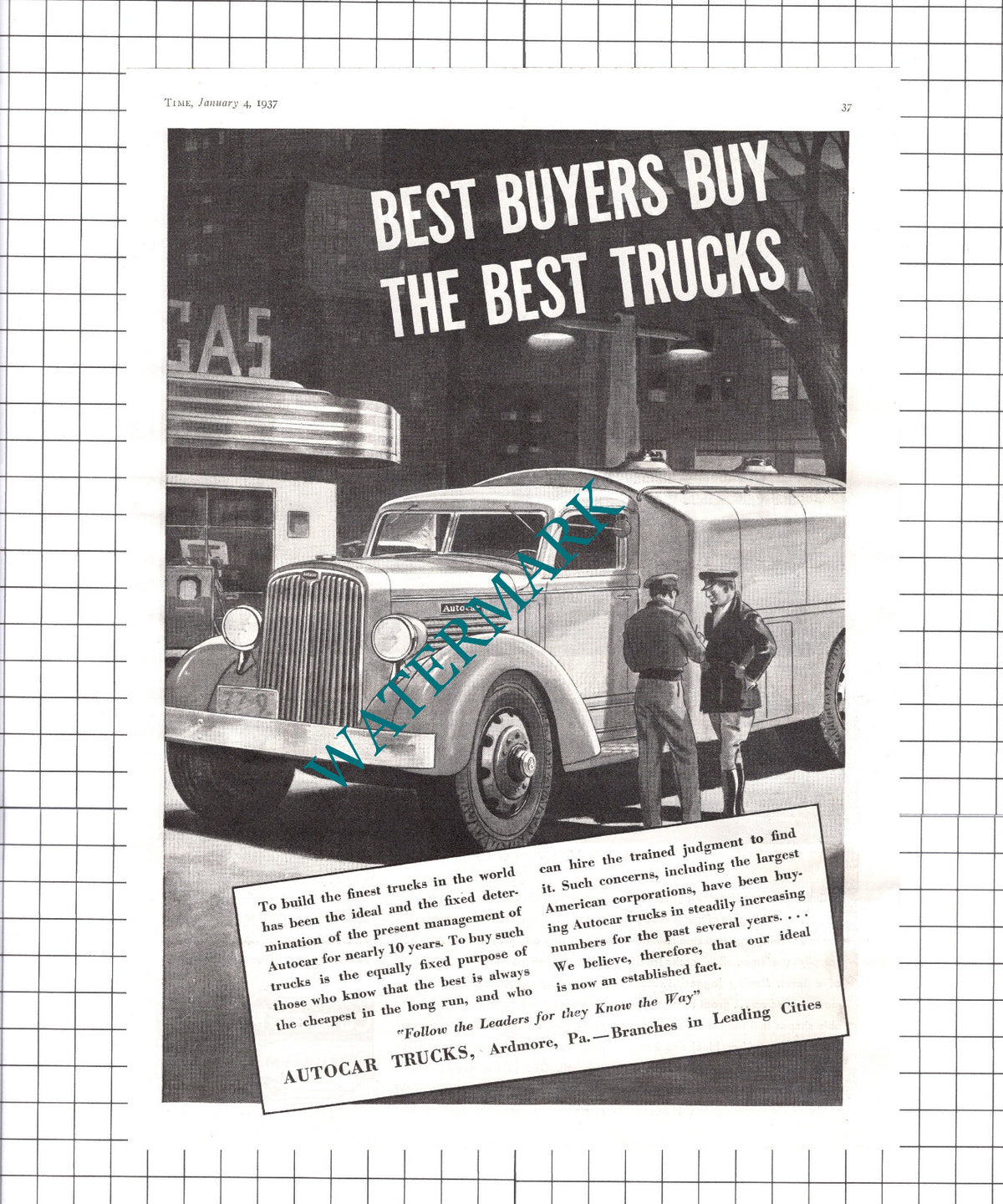 Cutler-Hammer Inc Milwaukee / Autocar Trucks Ardmore Advert - 1937 Clipping