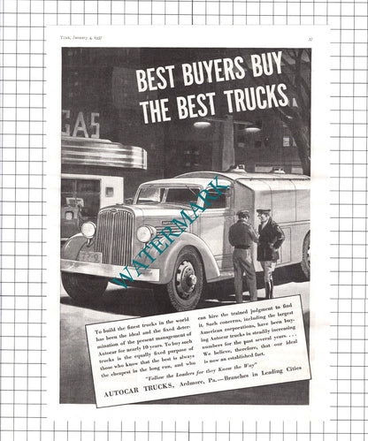 Cutler-Hammer Inc Milwaukee / Autocar Trucks Ardmore Advert - 1937 Clipping
