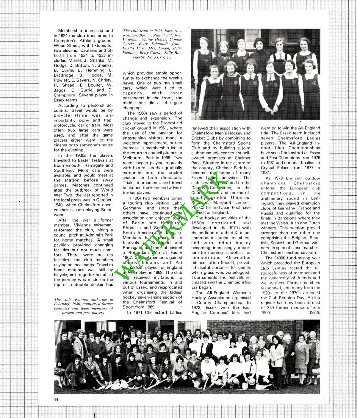 Chelmsford Ladies Hockey Club Essex  Heelis Hefford Bastian  - 1981 Article