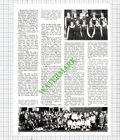 Chelmsford Ladies Hockey Club Essex  Heelis Hefford Bastian  - 1981 Article