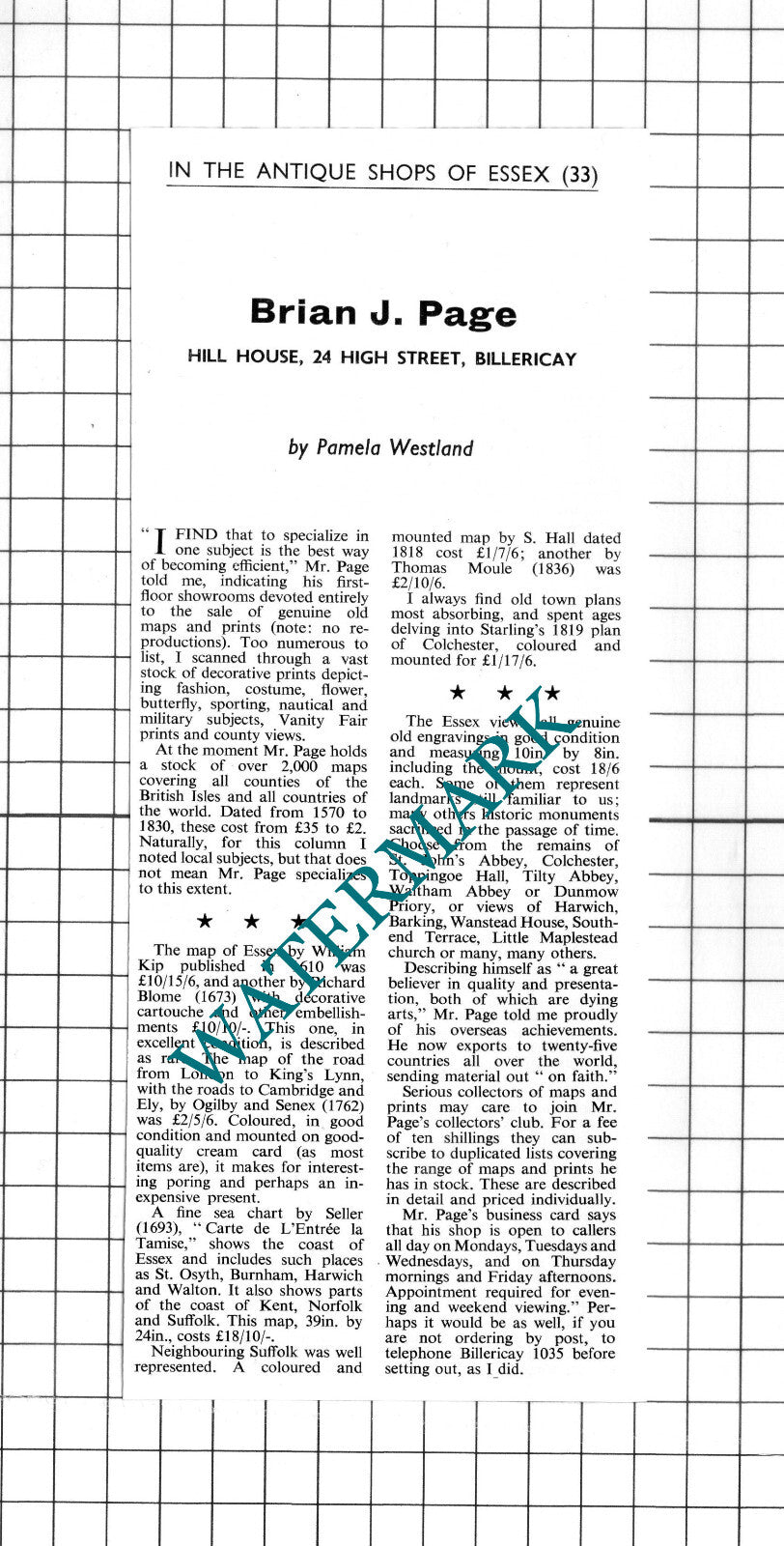Brian J Page Hill House Billericay Essex Brian Page - 1967 Clipping / Print