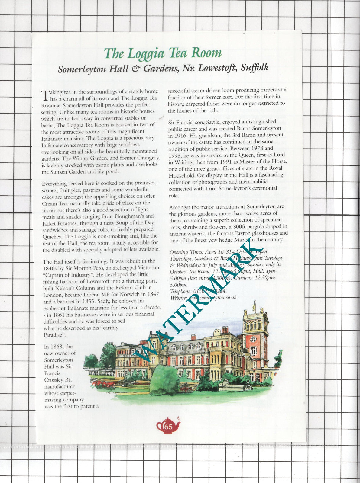 Loggia Tea Room Somerleyton Hall/  Maxim's Great Witchingham   - c.2001 Advert