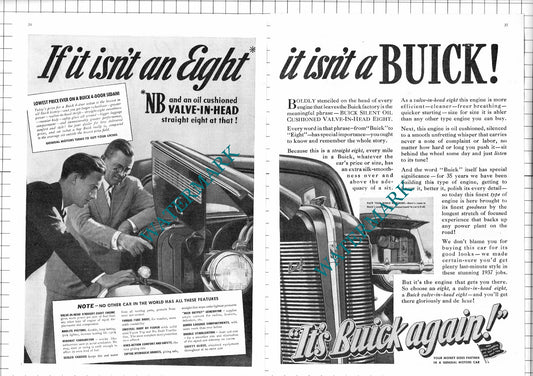Buick Car Advert - 1937 Two-Part Clipping / Print