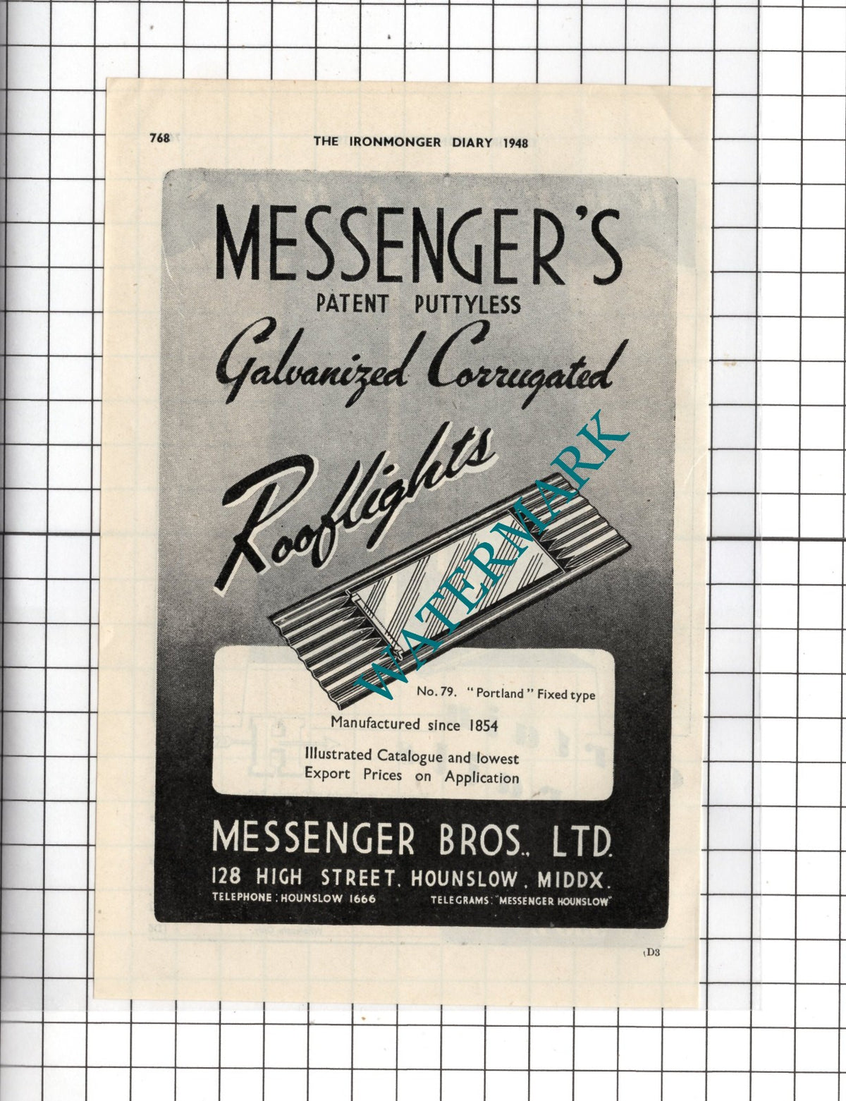 Messenger Bros Ltd Hounslow Middlesex   - 1948  Small Advert