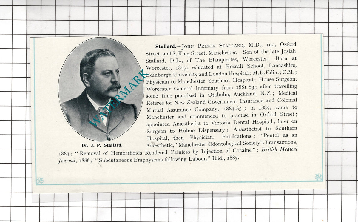 Mr John Prince Stallard Manchester - c.1900 Cutting