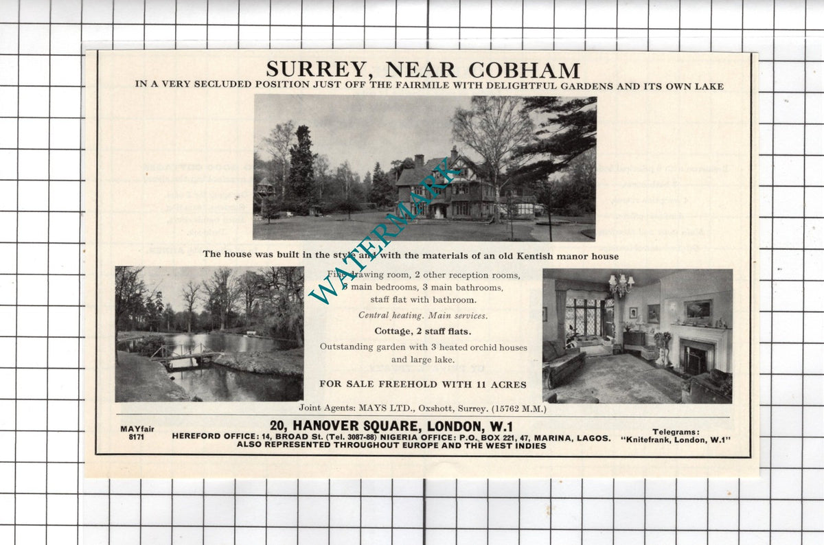Cobham Surrey  - 1967 House Sale Advert