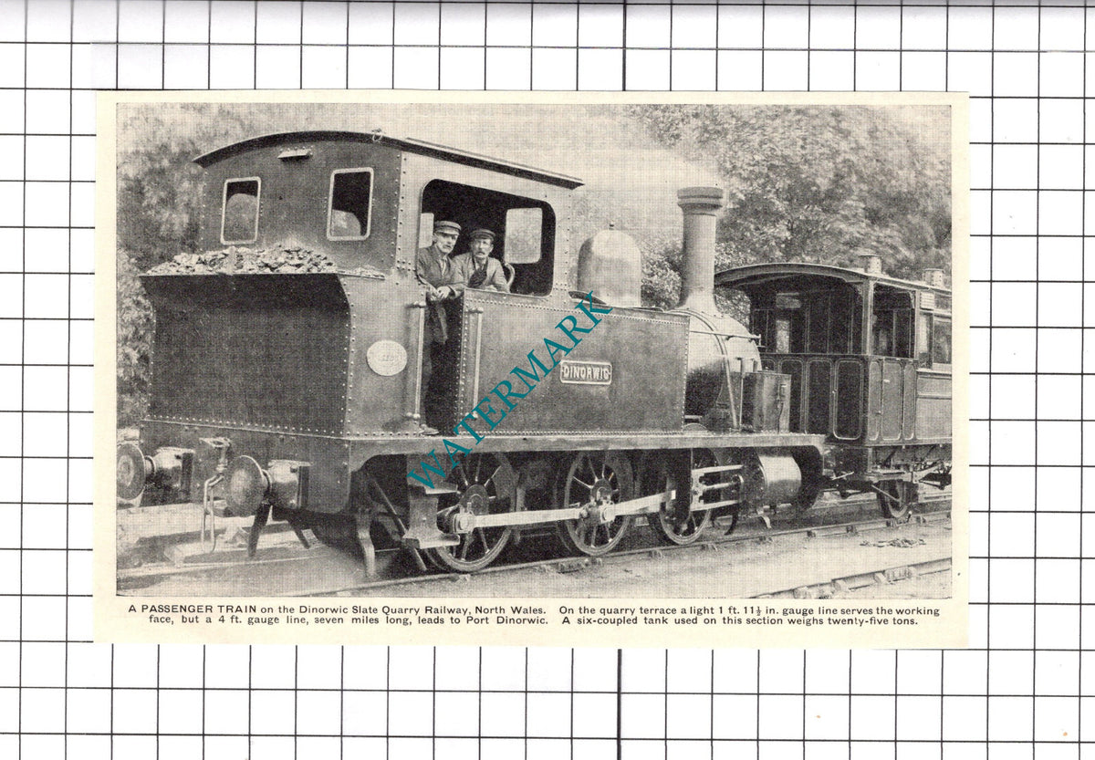 Dinorwic Slate Quarry Railway North Wales - c.1930' s Clipping/ Print