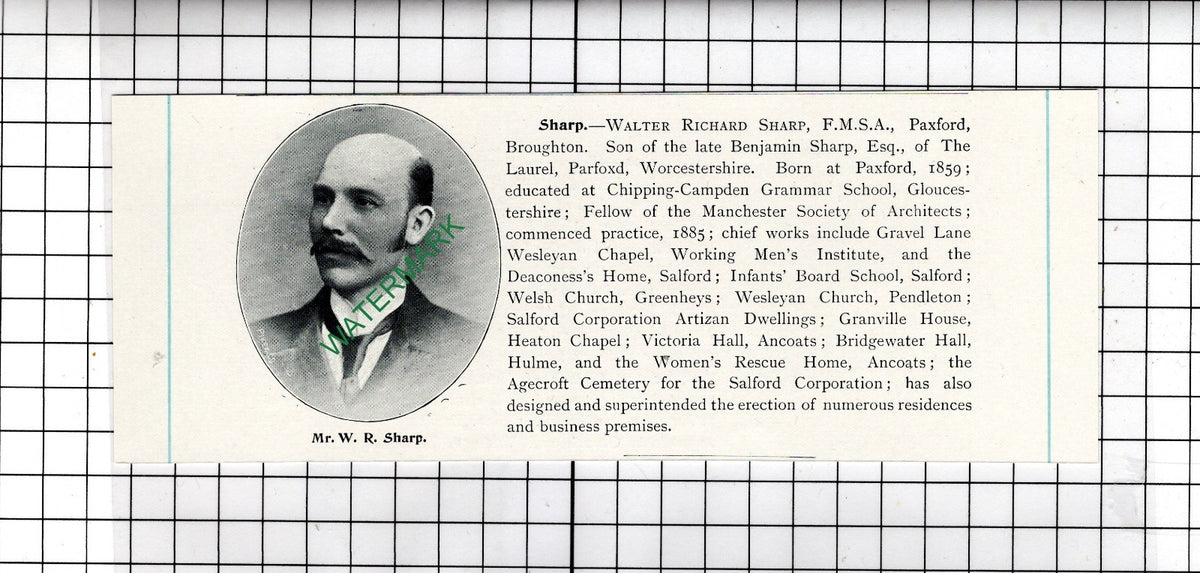 Walter Richard Sharp The Laurel Paxford Worcestershire - c.1905 Clipping