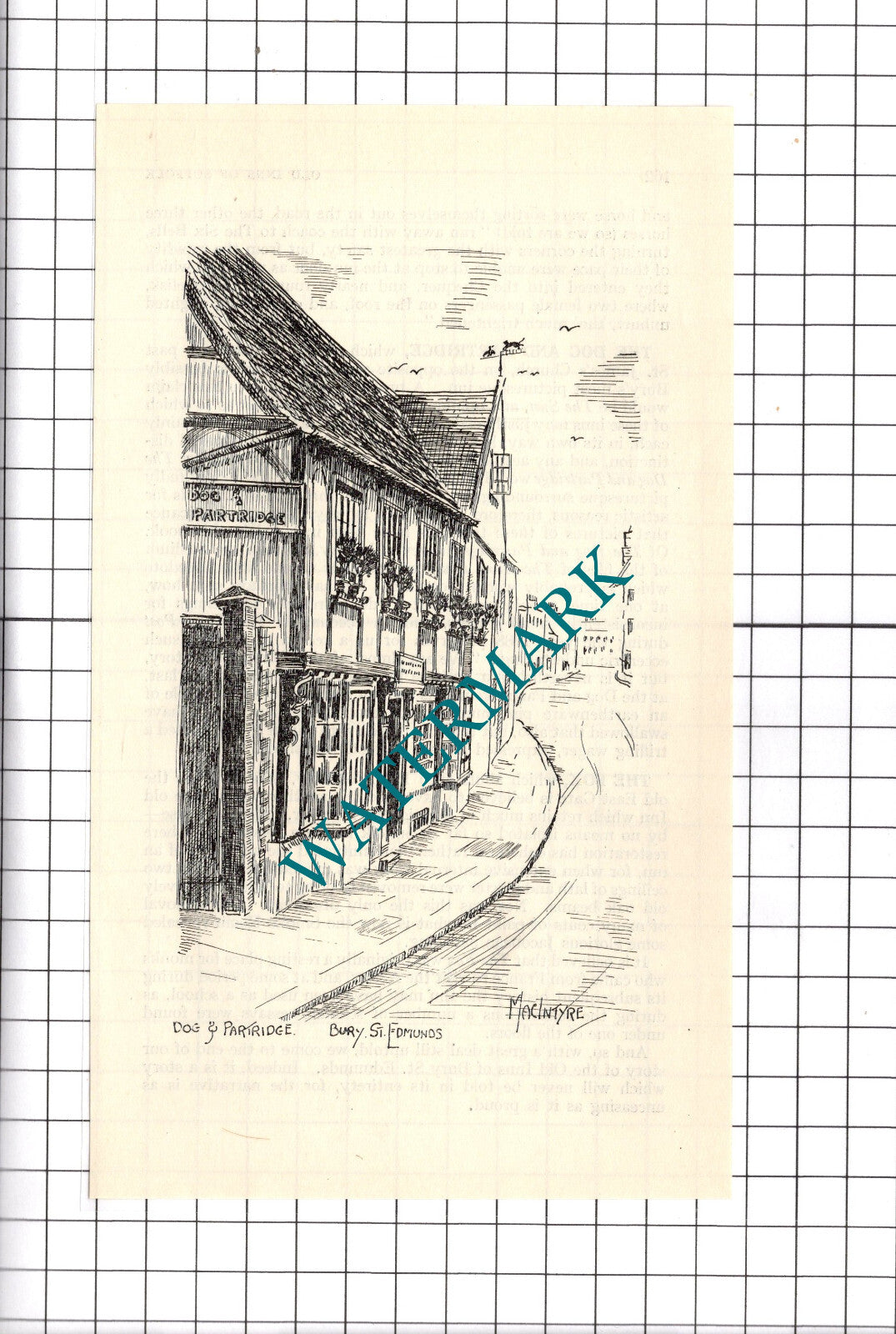 Dog and Partridge Bury St Edmunds Suffolk   - 1940's Clipping / Print