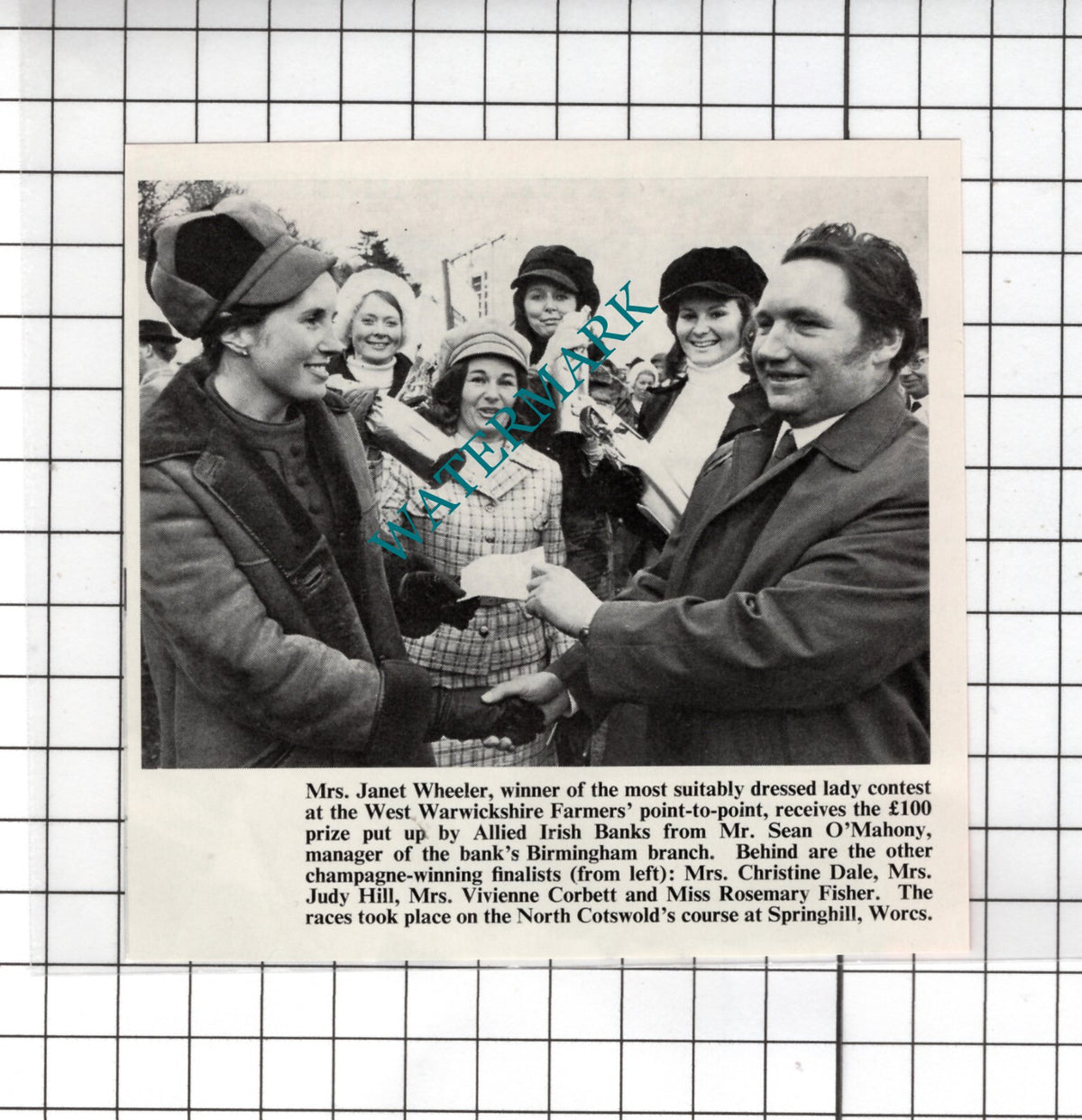 Mrs Janet Wheeler West Warwickshire Farmers Sean O'Mahony - 1972 SMALL Cutting
