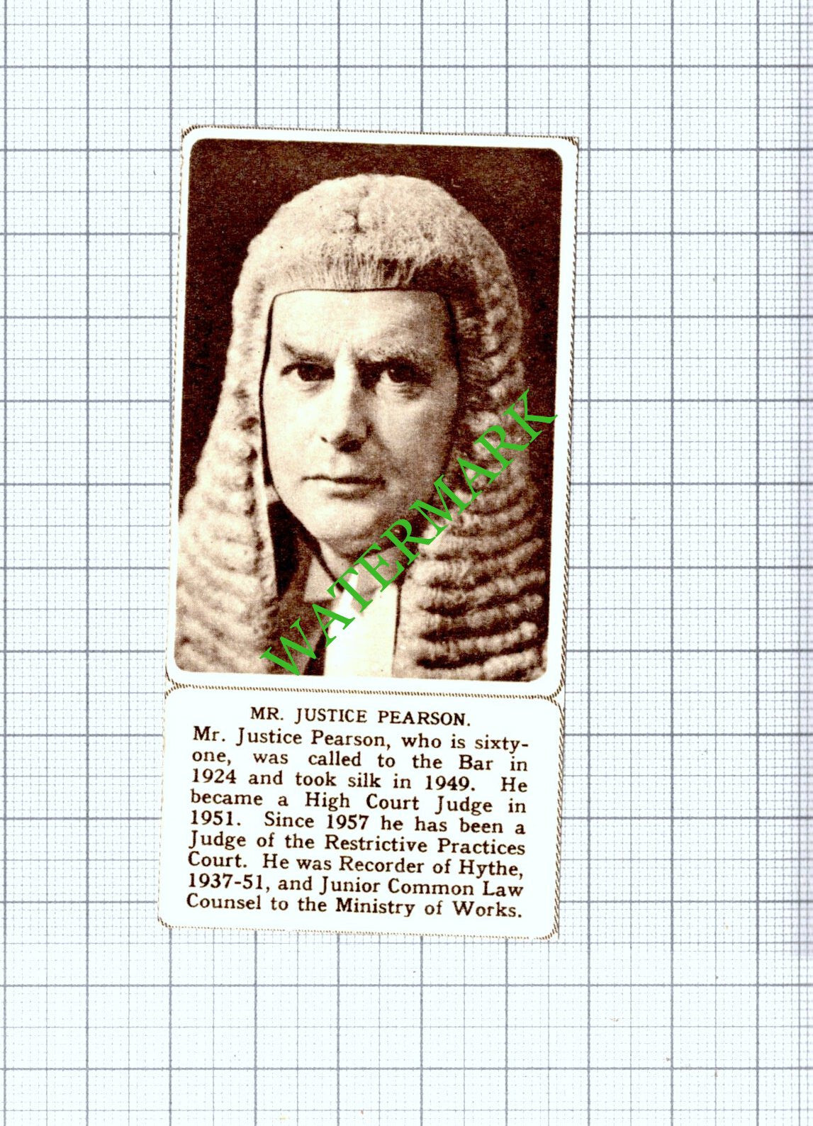 Mr Justice Pearson  - 1961 Small Cutting