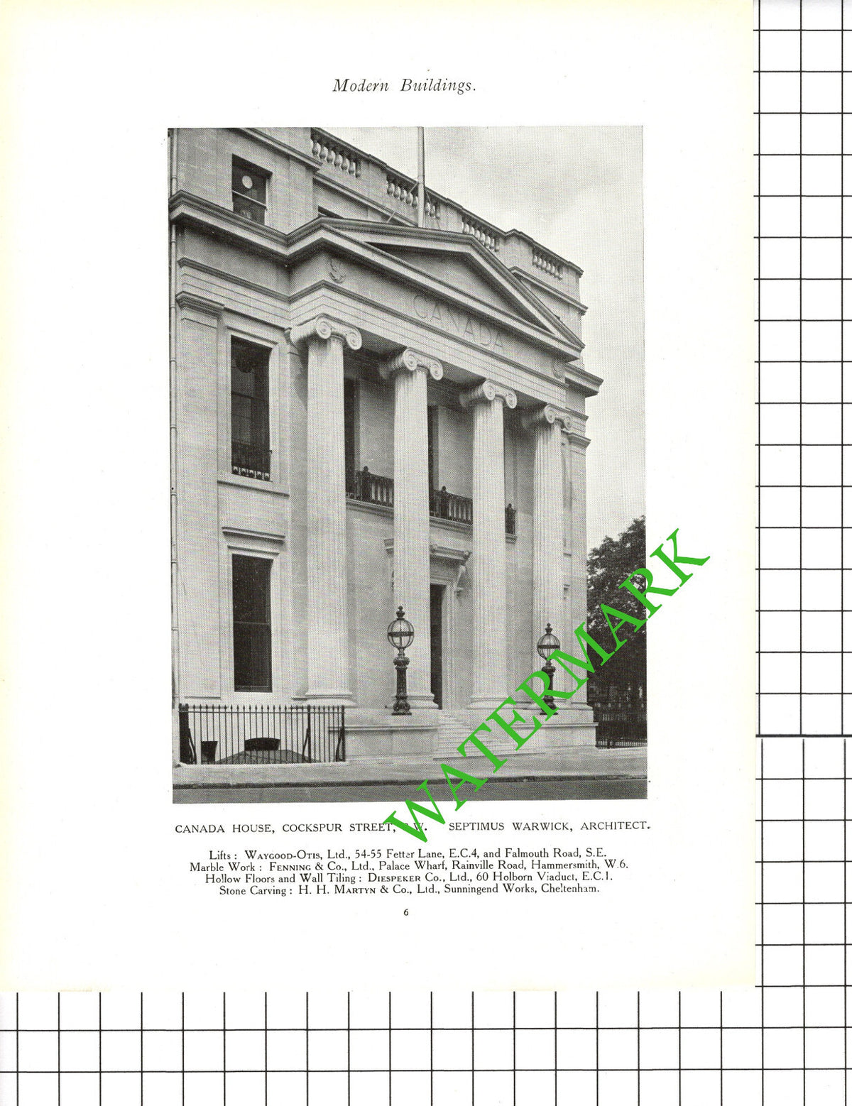 Canada House Cockspur St  London Septimus Warwick Architect  c.1920s Book Prints