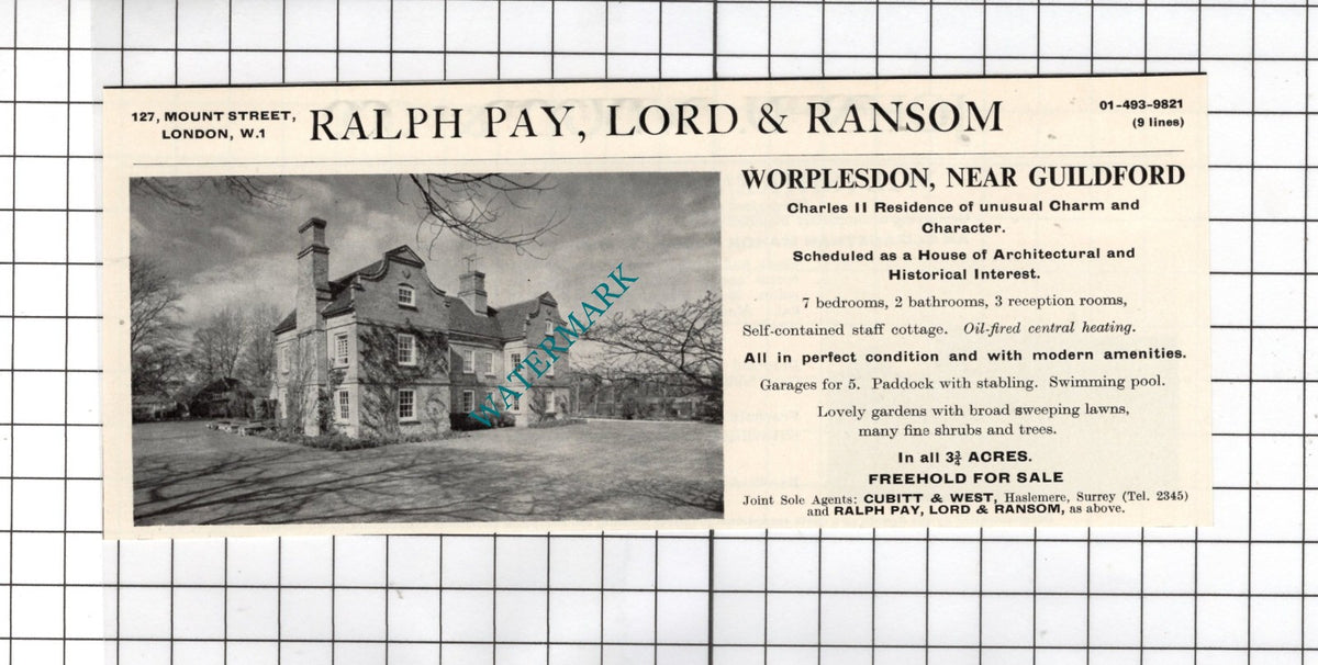 Worplesdon Guildford Surrey   - 1967 House Advert