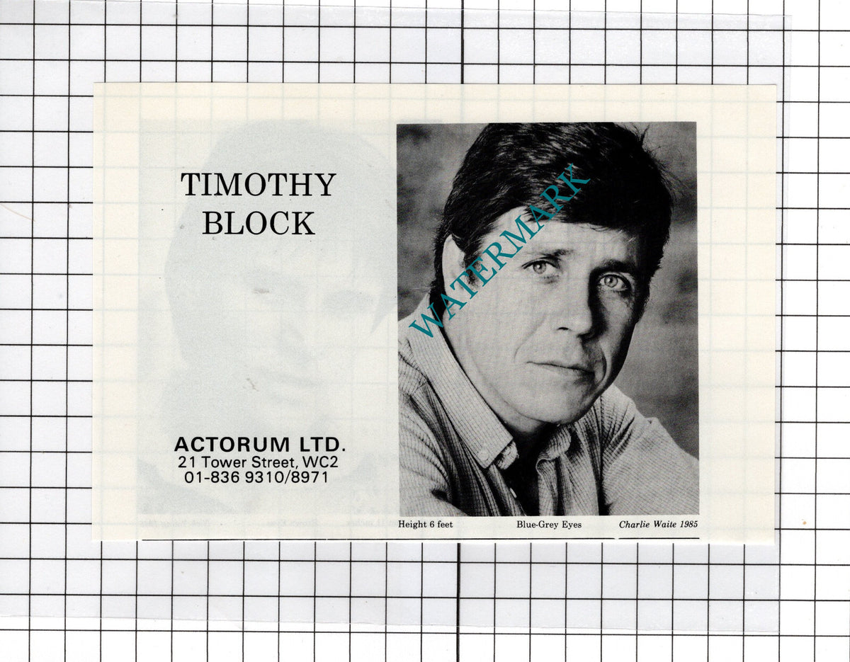 Philip Bloomfield Actor /  Timothy Block - 1986 Clipping / Print