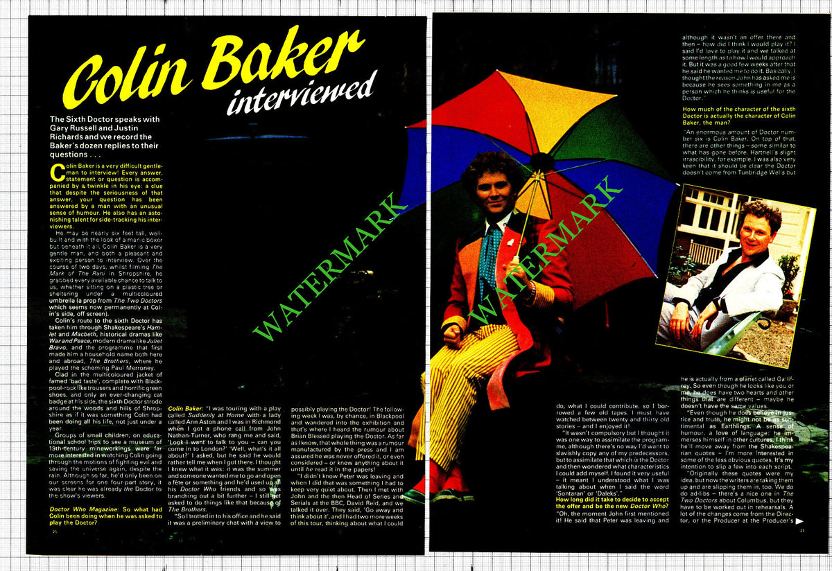 Colin Baker Dr Who TV Series - 1985 Article