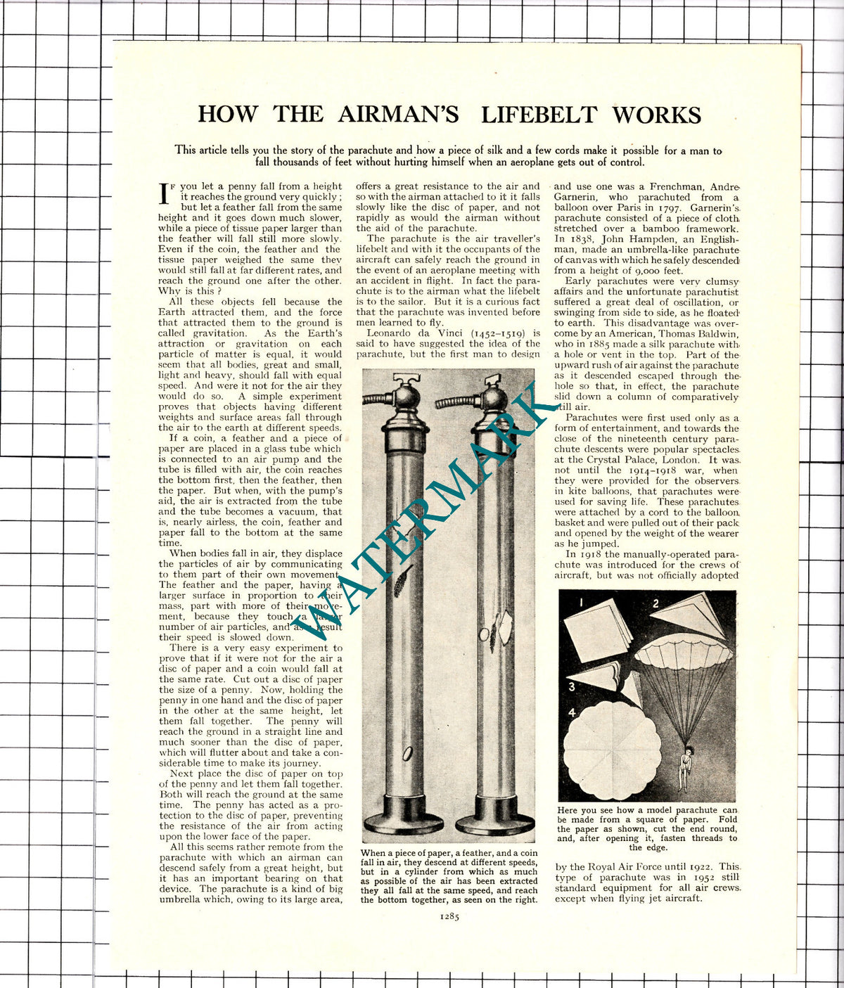 How a Parachute Works Martin-Baker Aircraft Company - 1950's Article / Print