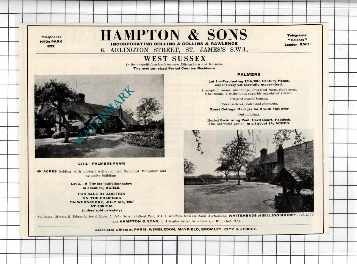 Palmers Farm Billingshurst West Sussex House Sale Advert - 1967