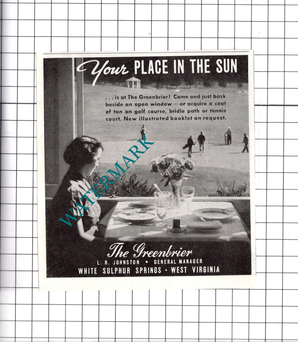 The Greenbrier White Sulphur Springs West Virginia Advert -1937 Clipping / Print