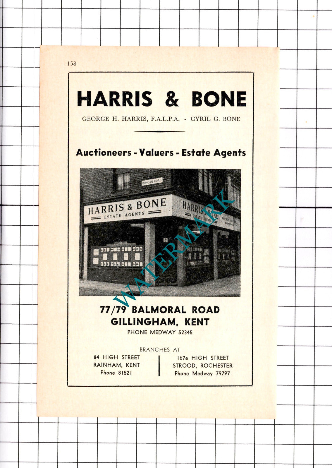 George Harris & Bone Estate Agents Gillingham Kent Cyril Bone - 1967 Advert
