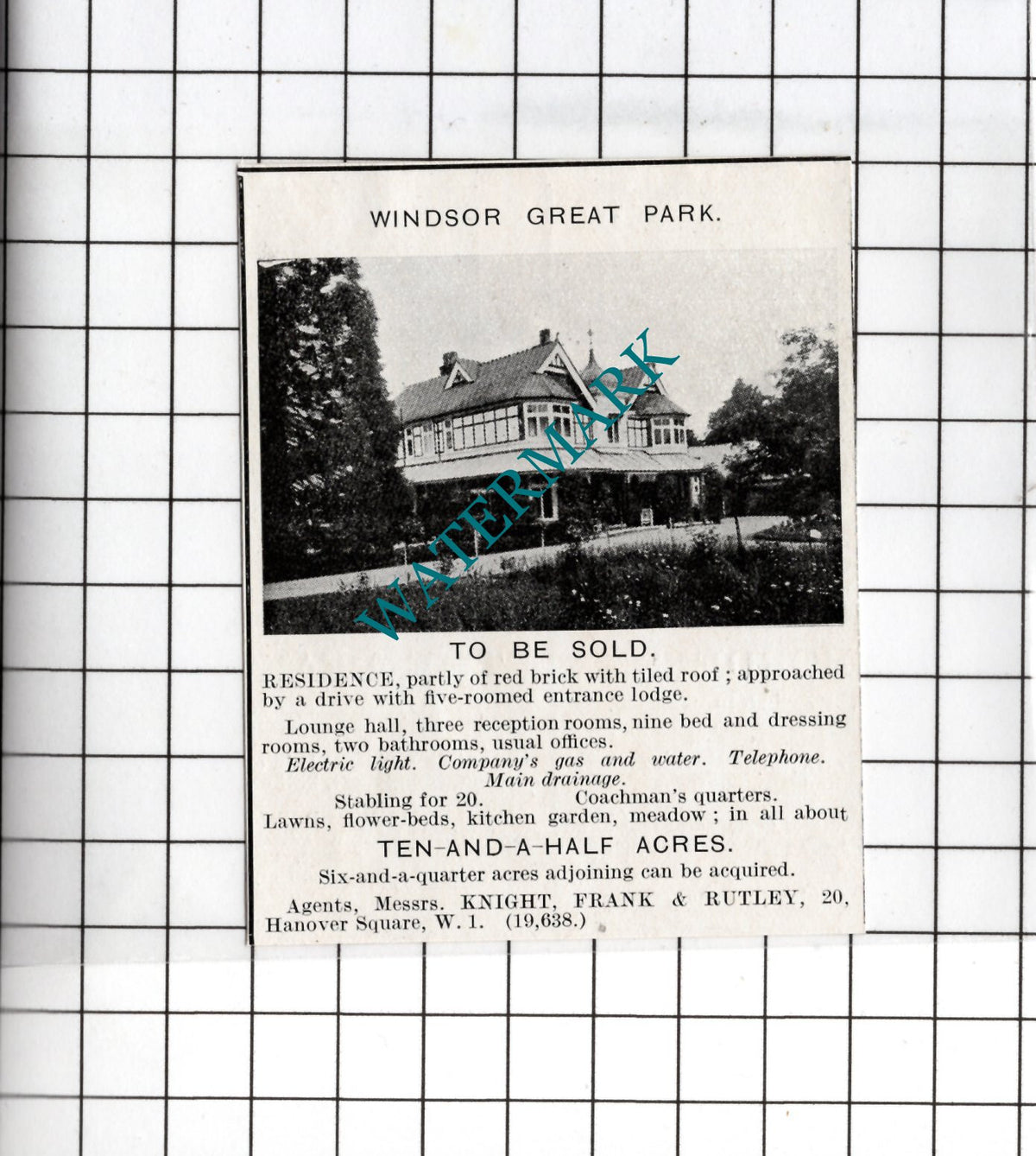 Windsor Great Park Windsor Berkshire   - 1925 Small House Sale Advert