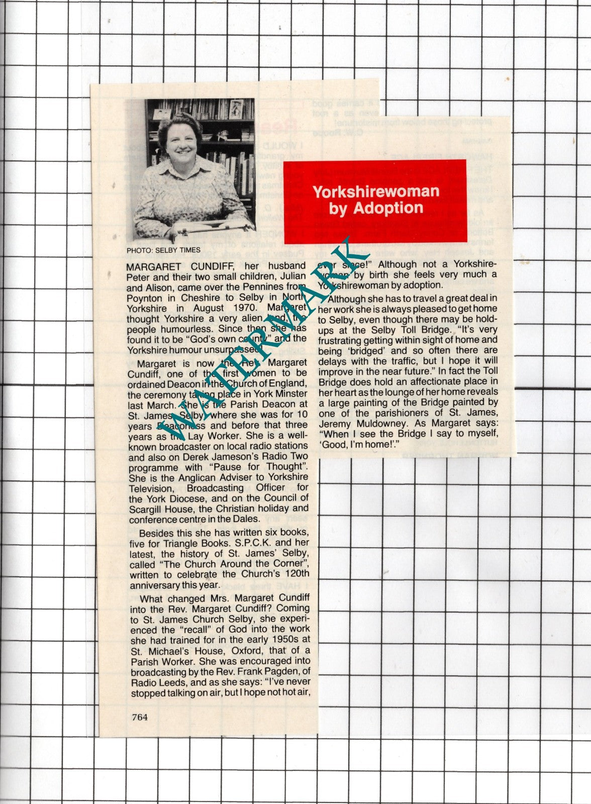 Rev Margaret Cundiff Peter Cundiff Selby Yorkshire - 1987 Clipping