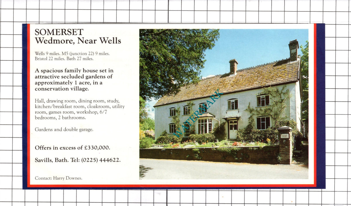 Wedmore Somerset / Great Braxted Essex House Sale Advert -c.1990 Clipping
